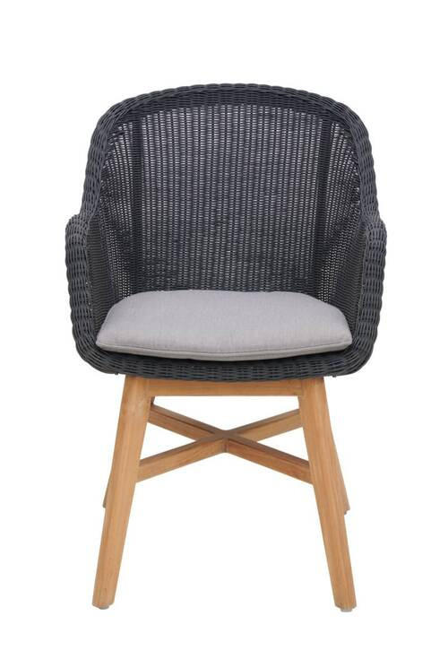 GARTENSESSEL Holz, Metall, Kunststoff, Textil Taupe, Dunkelgrau  - Taupe/Dunkelgrau, Natur, Holz/Kunststoff (58/84/66cm) - Amatio