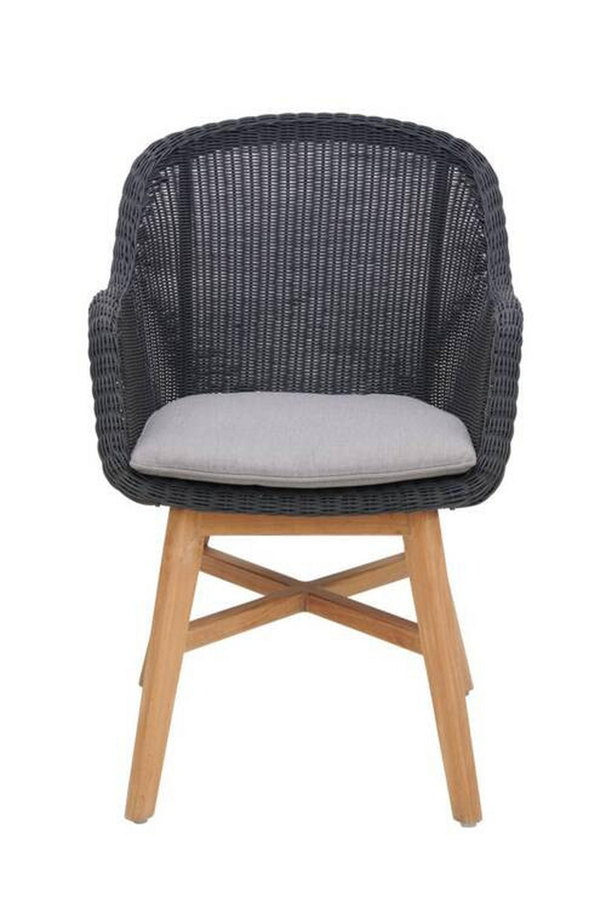 GARTENSESSEL Holz, Metall, Kunststoff, Textil Taupe, Dunkelgrau  - Taupe/Dunkelgrau, Natur, Holz/Kunststoff (58/84/66cm) - Amatio