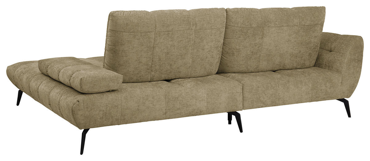 ECKSOFA Olivgrün Flachgewebe Rücken echt, Sitztiefenverstellung  - Schwarz/Olivgrün, KONVENTIONELL, Textil/Metall (273/211cm) - SetOne by Musterring