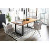TISCHGRUPPE Hellgrau, Cognac  - Cognac/Silberfarben, MODERN, Holz/Textil (160/85/77cm) - Livetastic