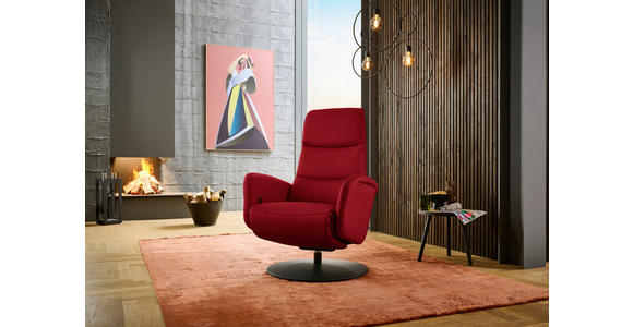 RELAXSESSEL in Leder Rot  - Rot/Schwarz, Design, Leder/Metall (76/108/86cm) - Dieter Knoll