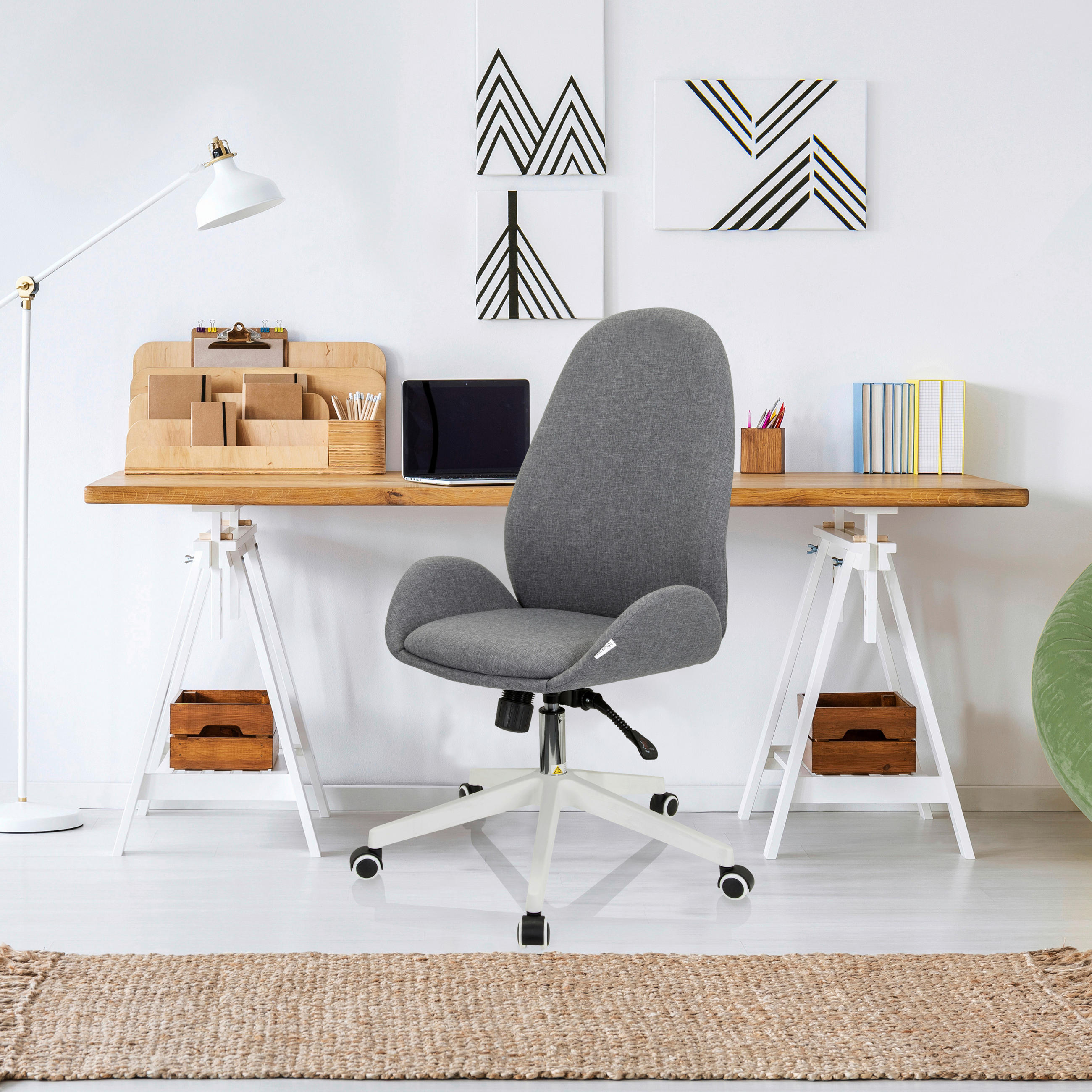 DREHSTUHL Grau  - Weiß/Grau, Basics, Kunststoff/Textil (56/104-112/58cm) - MID.YOU