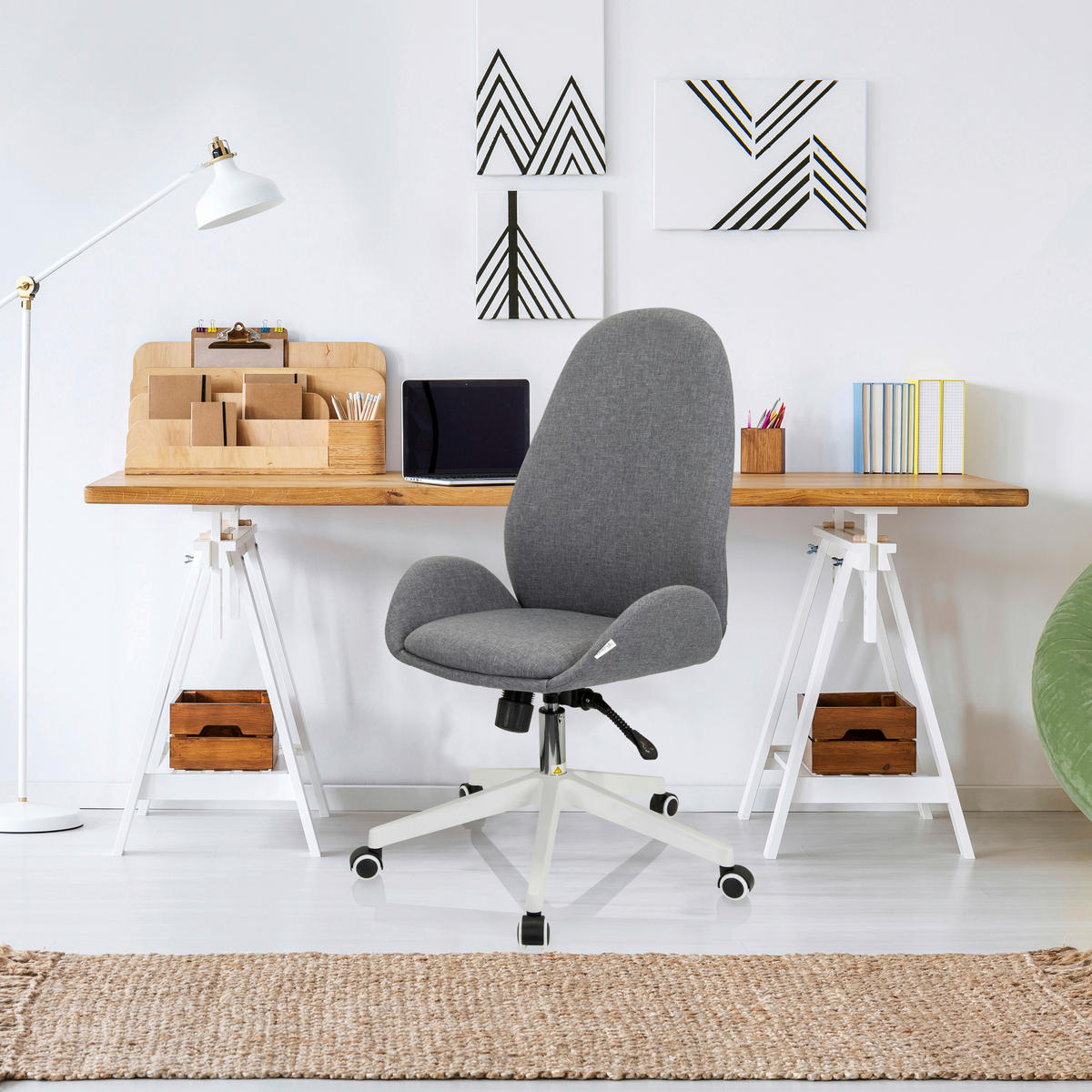 OTOČNÁ ŽIDLE, šedá - šedá/bílá, Basics, textil/plast (56/104-112/58cm) - MID.YOU