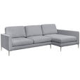 ECKSOFA Grau Chenille  - Silberfarben/Grau, KONVENTIONELL, Textil/Metall (284/143cm) - Carryhome