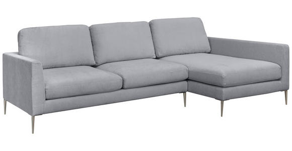 ECKSOFA Grau Chenille - Silberfarben/Grau, KONVENTIONELL, Textil/Metall (284/143cm) - Carryhome