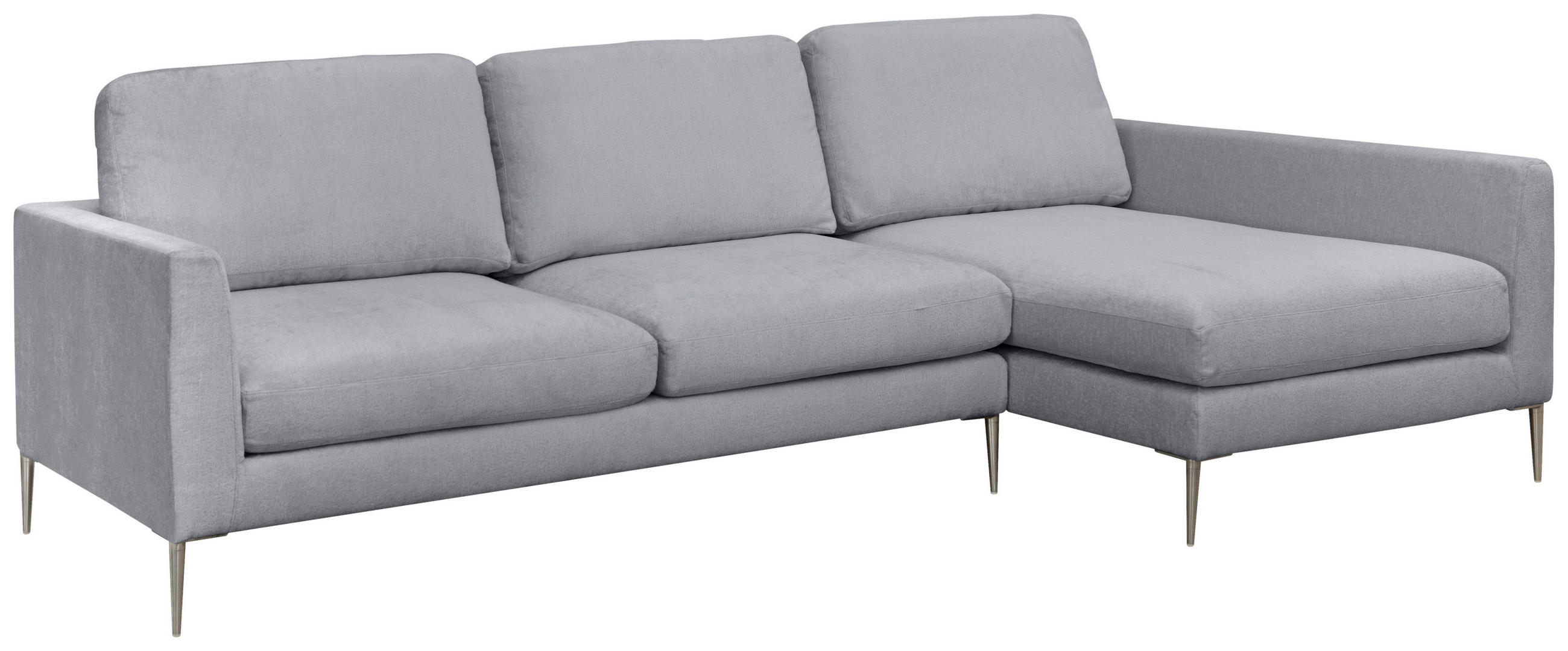ECKSOFA Grau Chenille  - Silberfarben/Grau, KONVENTIONELL, Textil/Metall (284/143cm) - Carryhome