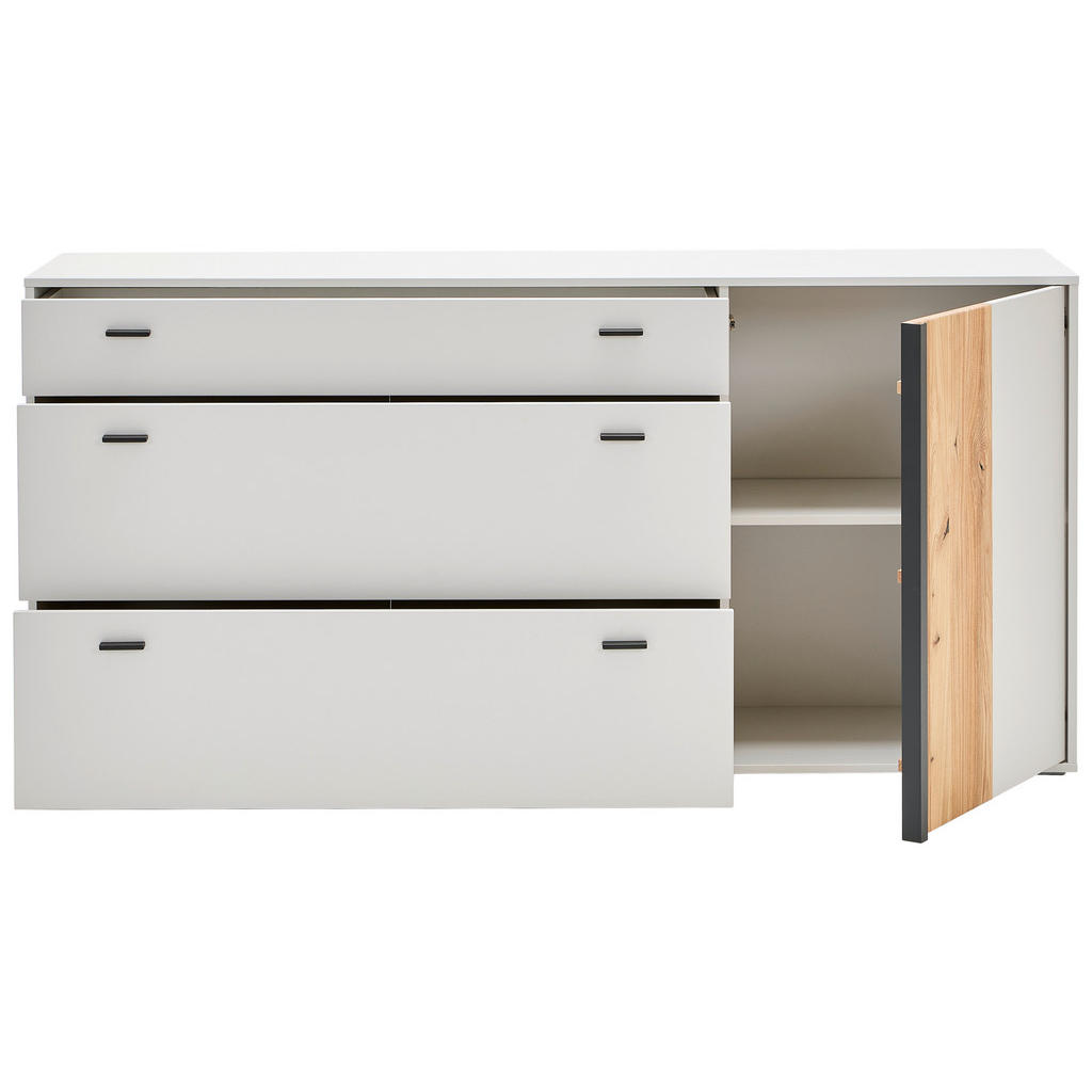 Thumbnail - Hom`in Sideboard, Esche, Hellgrau, Metall, Esche, massiv, 1 Fächer, 3 Schublade(n) Schubladen, 183x88.2x43.8 cm, Beleuch...