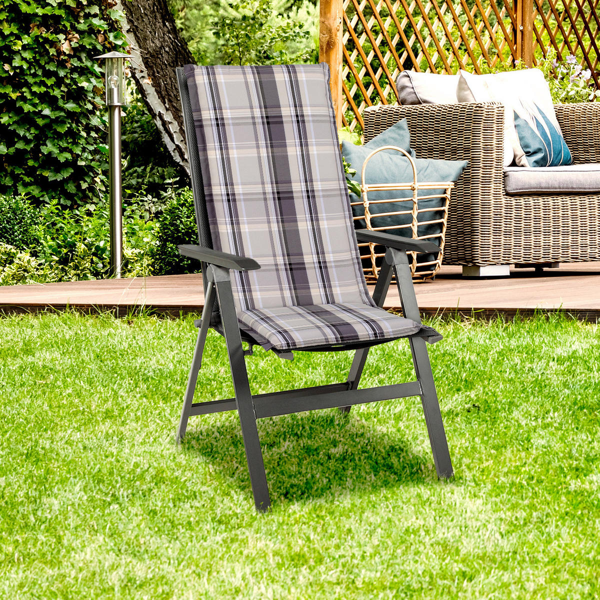 SESSELAUFLAGE in Beige Karo  - Beige, Basics, Textil (120/52/8cm) - Gardenson