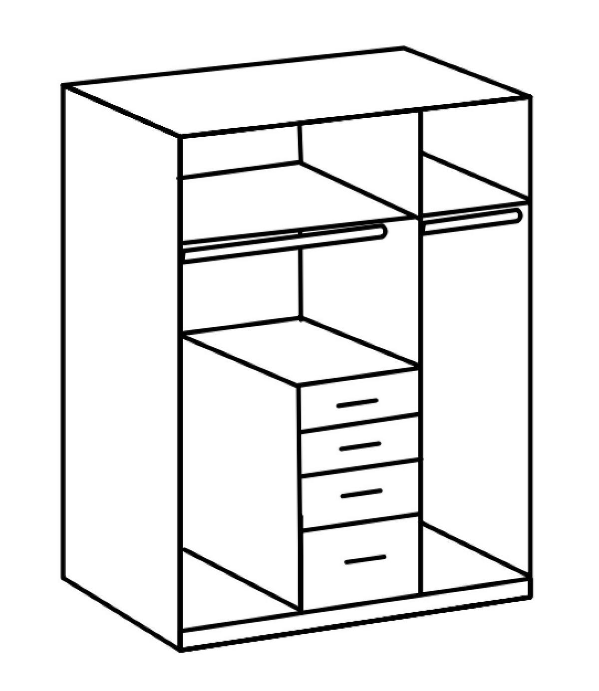 KLEIDERSCHRANK in Graphitfarben, Grau  - Schwarz/Graphitfarben, Konventionell, Holzwerkstoff/Kunststoff (135/199/58cm) - Carryhome