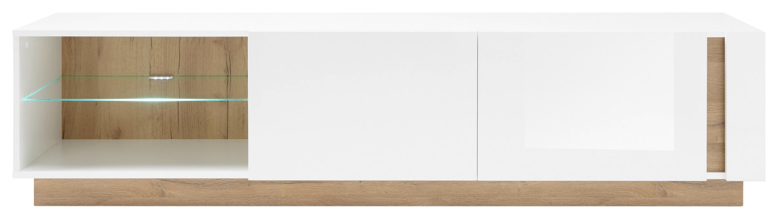 LOWBOARD - Eichefarben/Weiß, Design, Glas/Holzwerkstoff (188/46/40cm) - MID.YOU