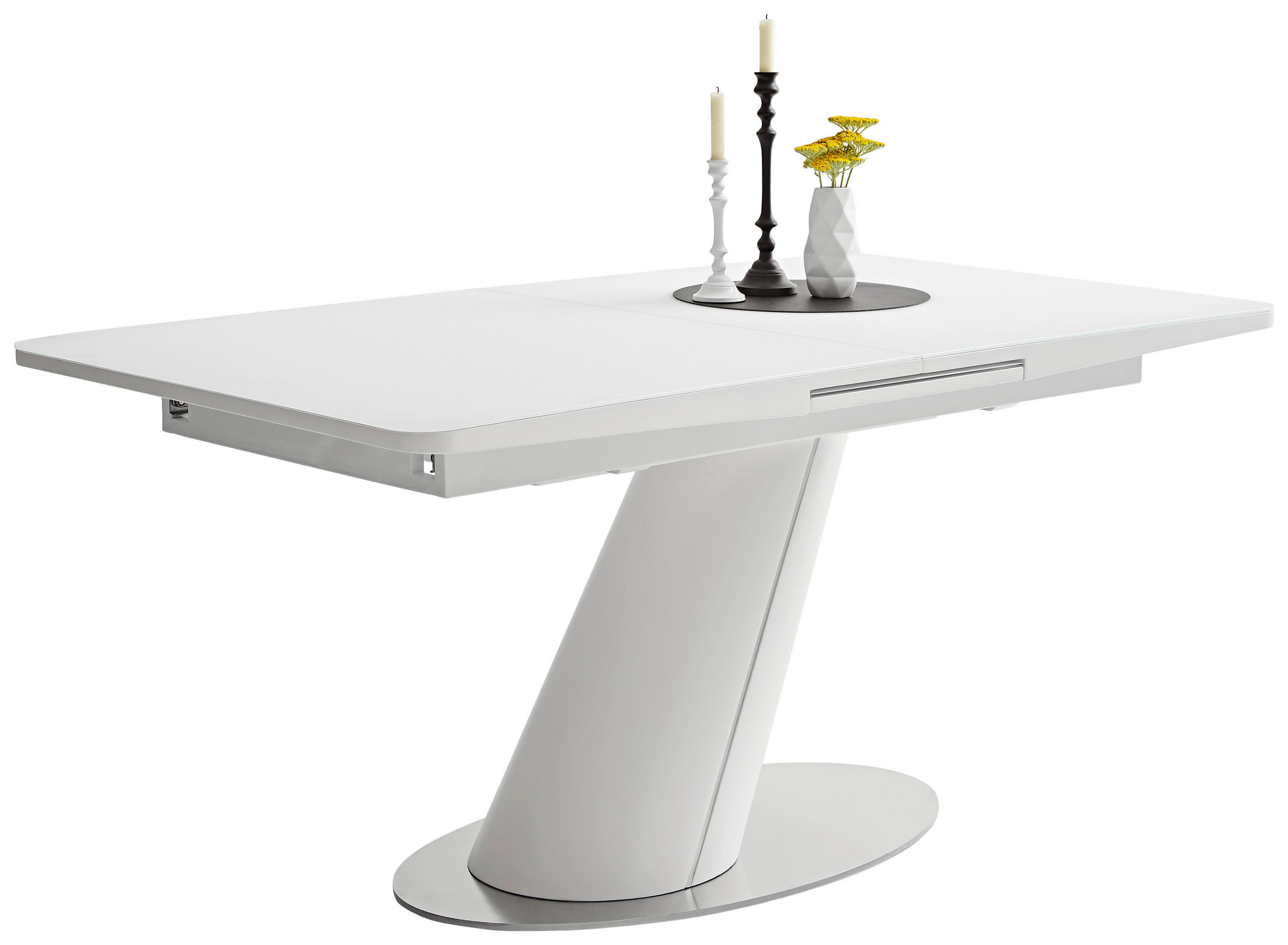 STOL ZA BLAGOVAONICU  bijela, boje oplemenjenog čelika  metal, staklo, drvni materijal  - bijela/boje oplemenjenog čelika, Design, staklo/drvni materijal (160-200/90/76cm) - Novel