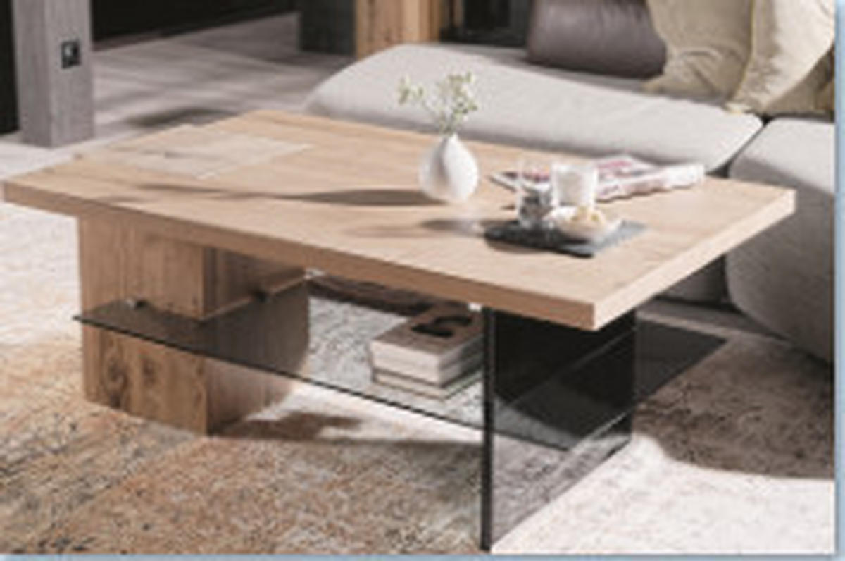 DOHÁNYZÓASZTAL fa, Üveg   - tölgyfa/szürke, Design, Üveg/fa (83,8/50/80cm) - Voglauer