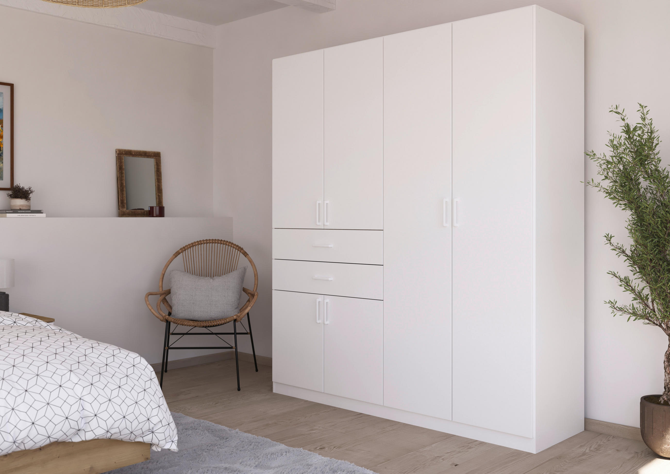 DREHTÜRENSCHRANK 180/210/54 cm 6-türig Weiß  - Weiß, MODERN, Holzwerkstoff/Kunststoff (180/210/54cm) - Rauch Möbel