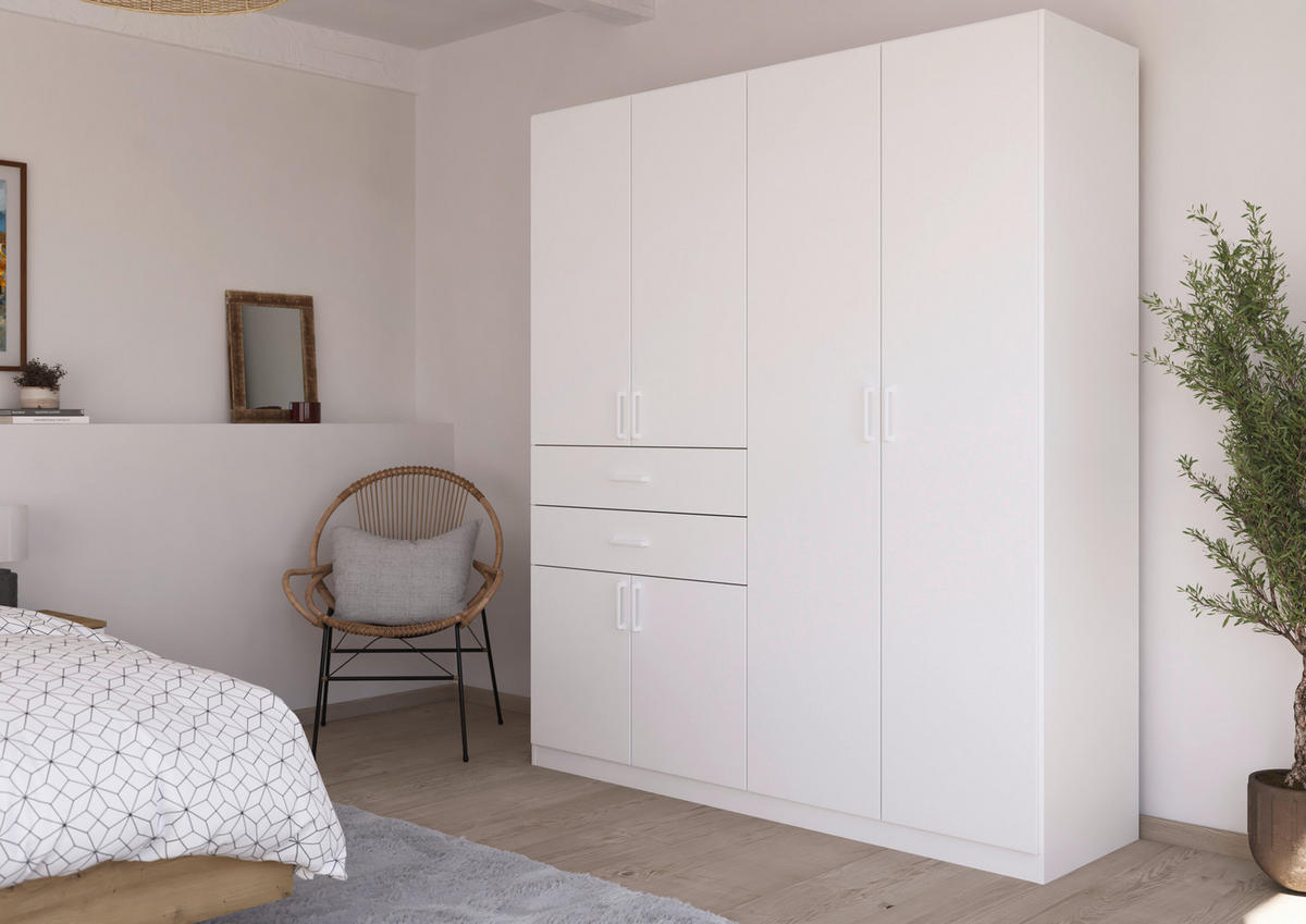 DREHTÜRENSCHRANK in Weiss  - Weiss, Modern, Holzwerkstoff/Kunststoff (180/210/54cm) - Rauch Möbel