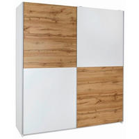 SCHWEBETÜRENSCHRANK 170/195,5/58,5 cm 2-türig Weiß, Eichefarben  - Eichefarben/Alufarben, KONVENTIONELL, Holzwerkstoff/Metall (170/195,5/58,5cm) - P & B