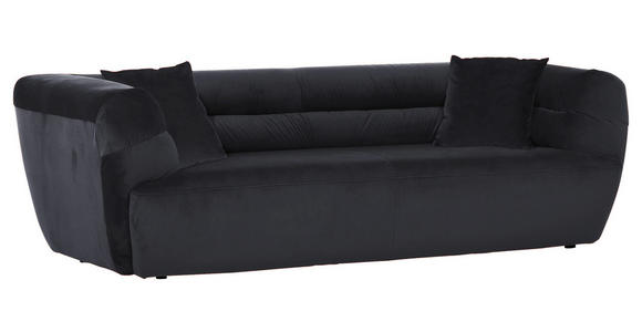 BIGSOFA Samt Schwarz  - Schwarz, KONVENTIONELL, Kunststoff/Textil (240/73/100cm) - Carryhome