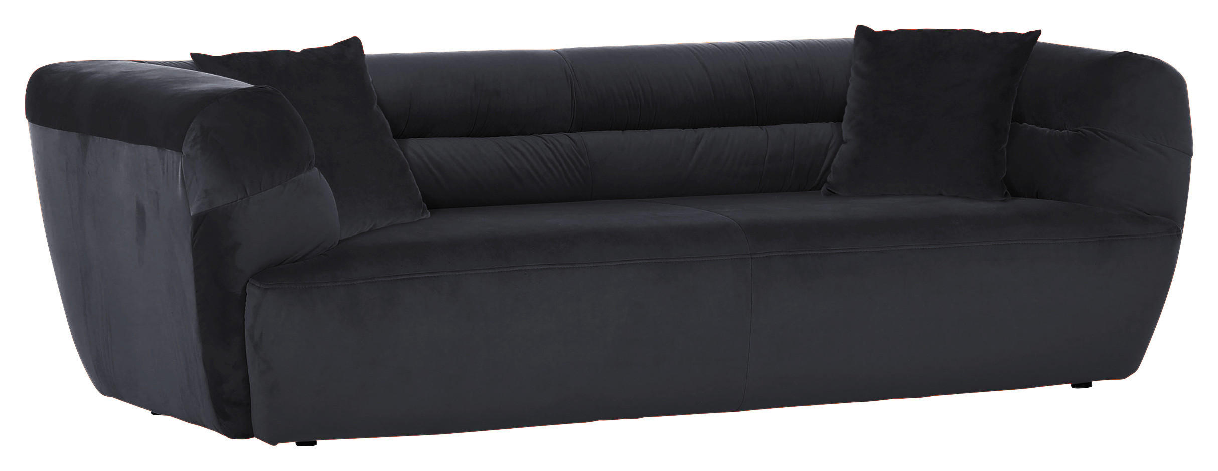 BIGSOFA Samt Schwarz  - Schwarz, KONVENTIONELL, Kunststoff/Textil (240/73/100cm) - Carryhome