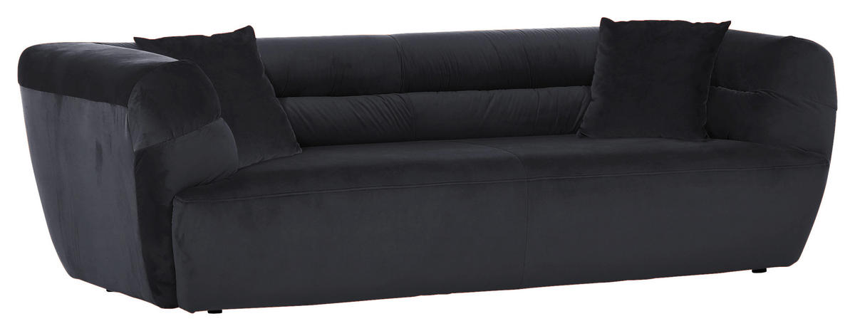 BIGSOFA Samt Schwarz  - Schwarz, KONVENTIONELL, Kunststoff/Textil (240/73/100cm) - Carryhome
