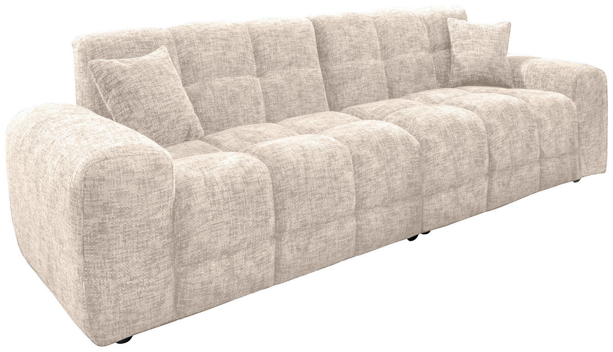 VIERSITZER-SOFA in Struktur Creme  - Creme/Schwarz, MODERN, Kunststoff/Textil (300/87/120cm) - Livetastic
