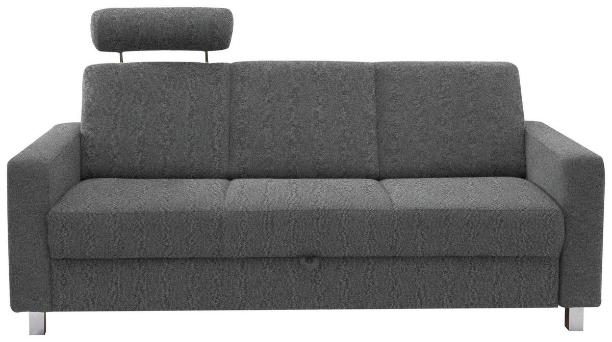 3-SITZER-SOFA in Flachgewebe Grau  - Chromfarben/Grau, Design, Textil/Metall (195/83/85cm) - Xora