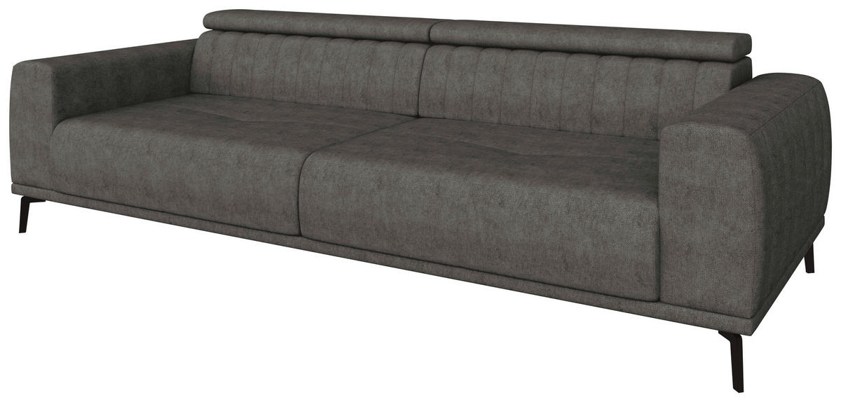 BIGSOFA Webstoff Dunkelgrau  - Dunkelgrau/Schwarz, KONVENTIONELL, Textil/Metall (280/80/110cm) - Carryhome