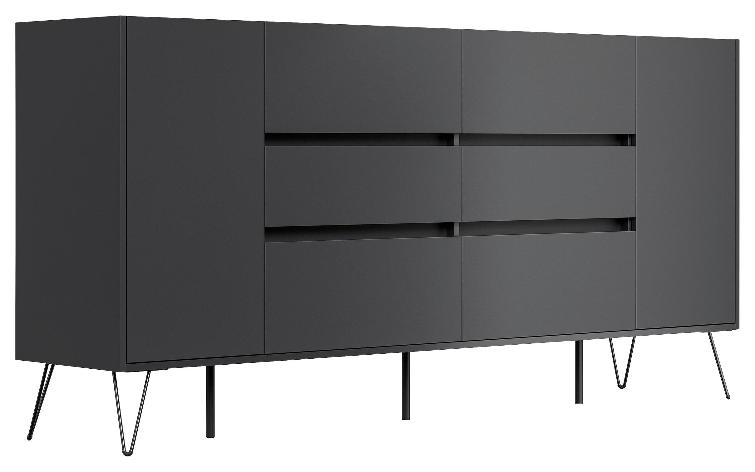 Mid.you Sideboard Posseik Industrial Graphit, Eiche 199x93.6x42 cm