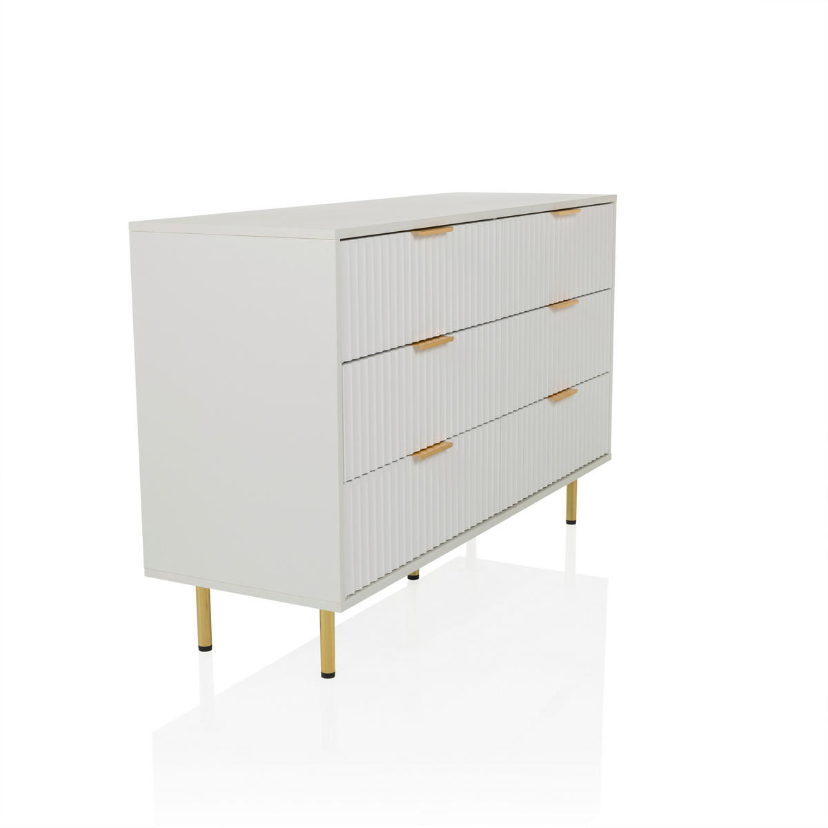 SIDEBOARD  120/75/40 cm 6 Schublade(n)  - Goldfarben/Weiß, MODERN, Holzwerkstoff/Metall (120/75/40cm) - MID.YOU