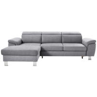 ECKSOFA inkl. Funktionen Hellgrau Webstoff  - Silberfarben/Hellgrau, Design, Textil/Metall (167/250cm) - Xora