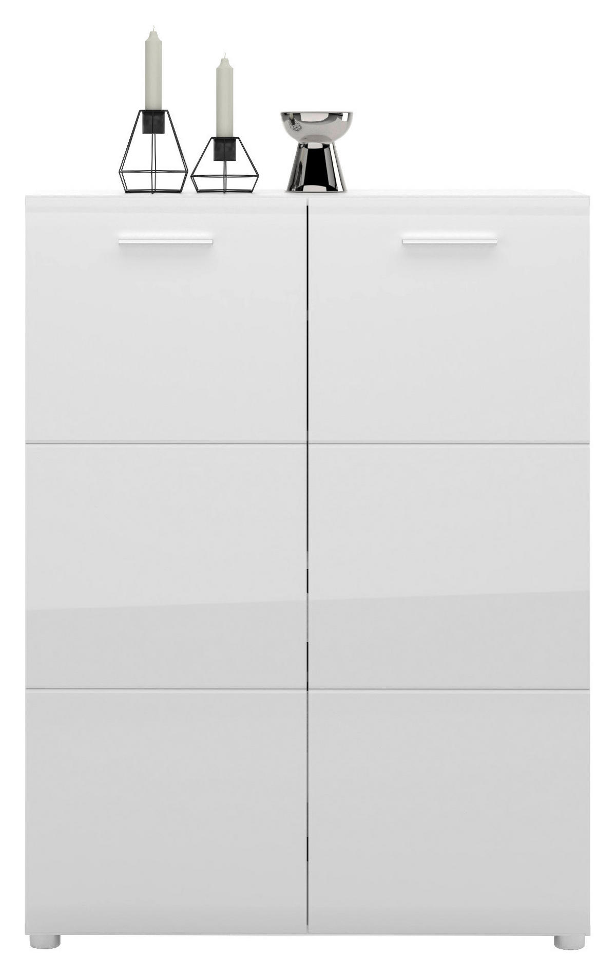 SCHUHSCHRANK Weiß Hochglanz, Weiß  - Chromfarben/Weiß Hochglanz, MODERN, Holzwerkstoff/Kunststoff (89,9/120/36cm) - Boxxx