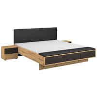 BETTANLAGE 180/200 cm  Schwarz, Eiche Artisan   - Schwarz/Eiche Artisan, Modern, Holzwerkstoff/Textil (180/200cm) - Rauch Möbel