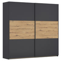 GARDEROB MED SKJUTDÖRRAR 218/210/59 cm 2-dörrar - grå/ek Artisan, Modern, metall/trämaterial (218/210/59cm) - Rauch Möbel