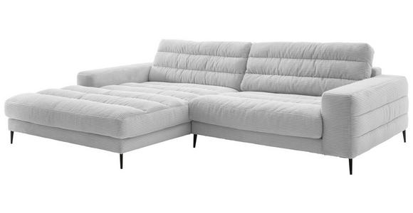 ECKSOFA Grau Cord  - Schwarz/Grau, Design, Textil/Metall (207/296cm) - Dieter Knoll