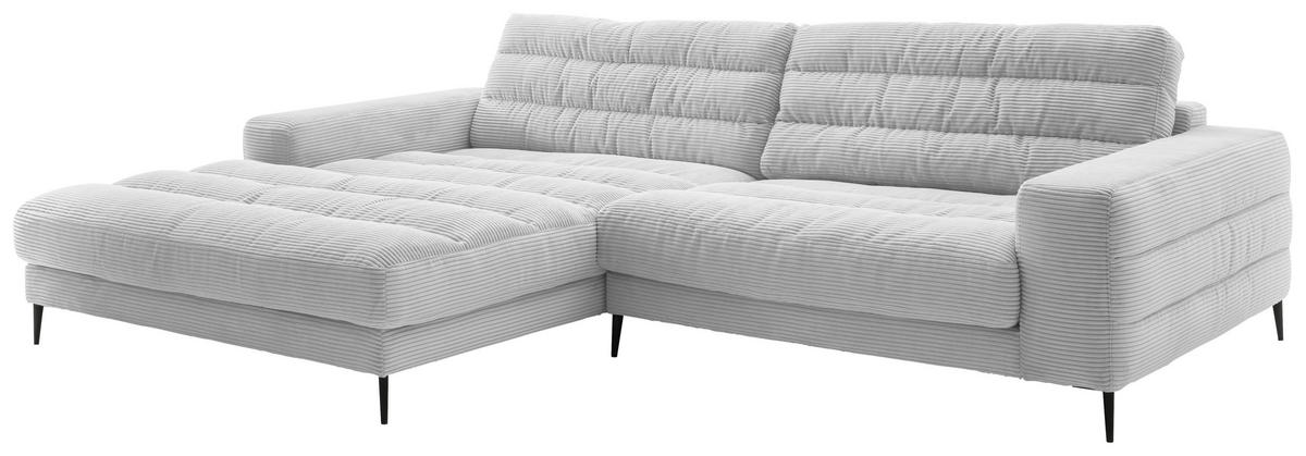ECKSOFA in Cord Grau  207/296 cm  - Schwarz/Grau, Design, Textil/Metall (207/296cm) - Dieter Knoll