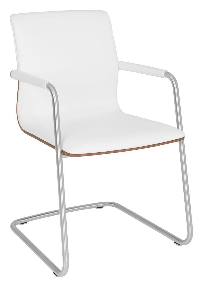 Armlehnstuhl in Weiß, Nussbaumfarben