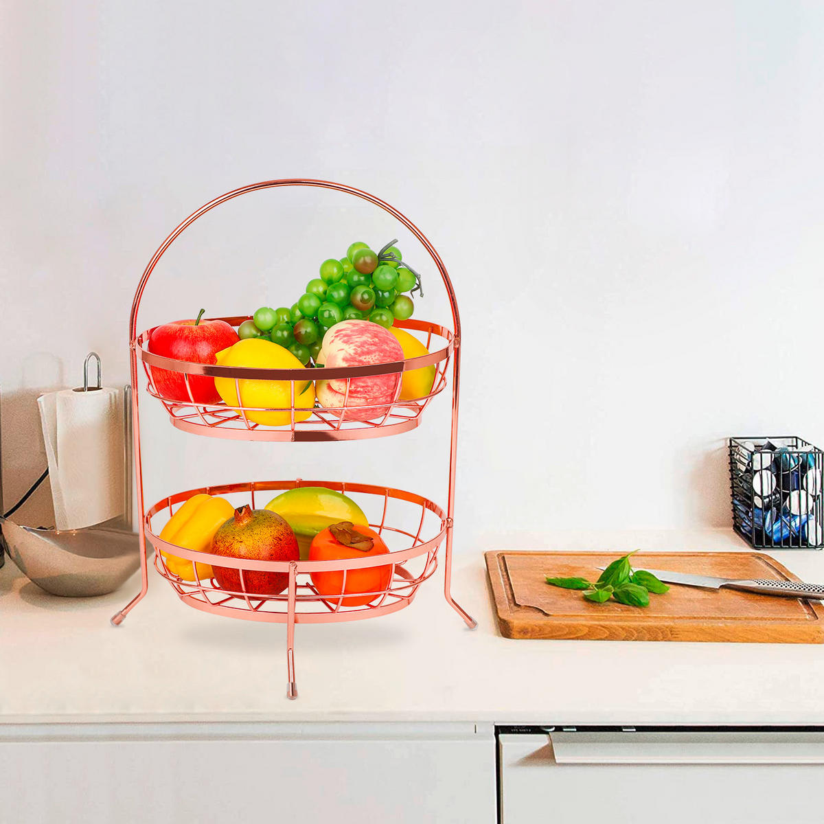 KOŠ NA OVOCE  - měděné barvy, Basics, kov (27/17/41cm) - Echtwerk