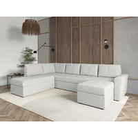 WOHNLANDSCHAFT TERMOLI Beige Jacquard  - Beige/Schwarz, Design, Kunststoff/Textil (212/297/155cm) - MID.YOU