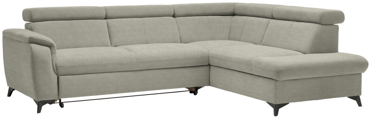 ECKSOFA in Webstoff Hellgrau  - Hellgrau/Schwarz, Design, Textil/Metall (260/203cm) - Stylife