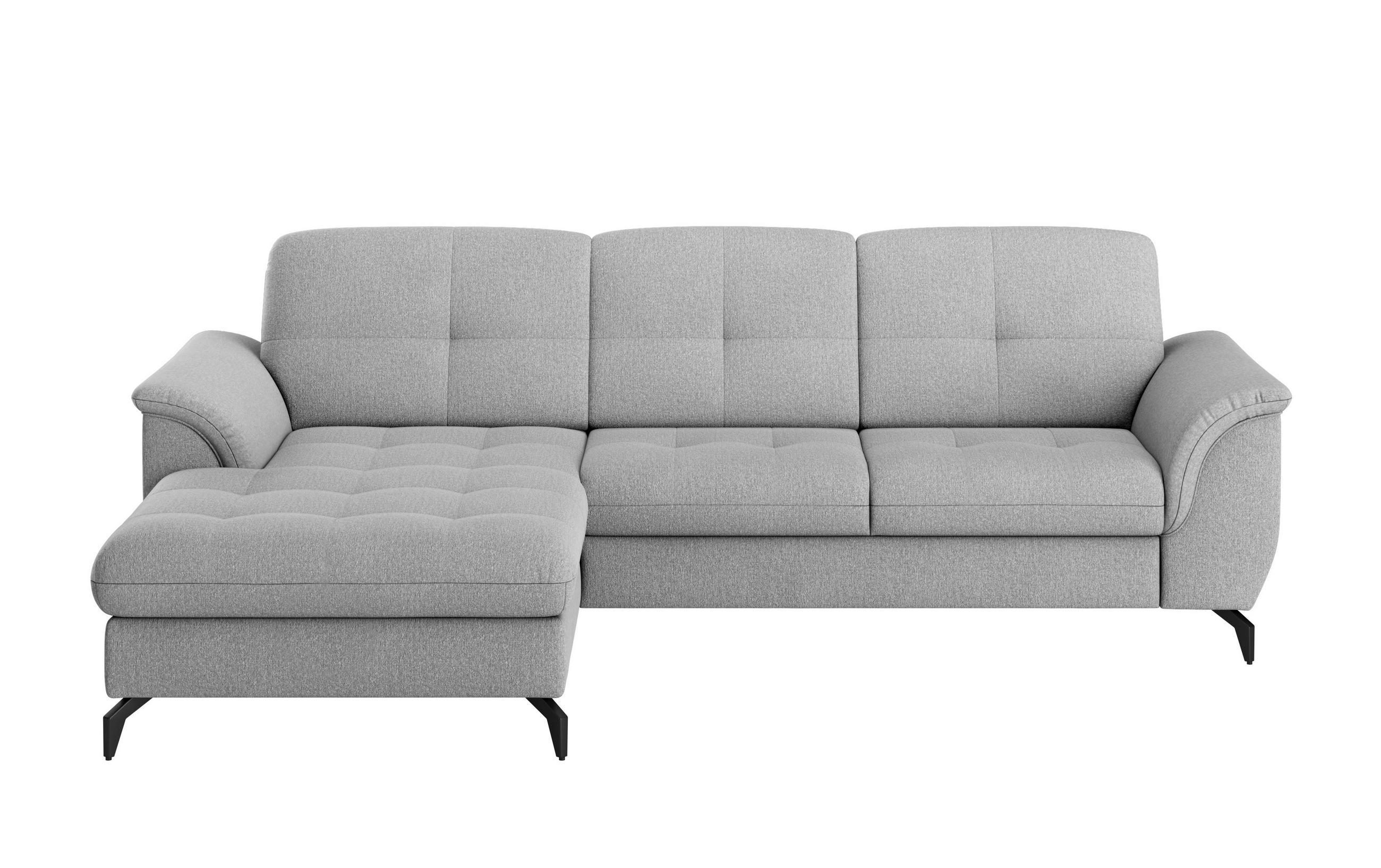 ECKSOFA in Flachgewebe Grau  - Schwarz/Grau, Modern, Textil/Metall (164/262cm) - Sit & More
