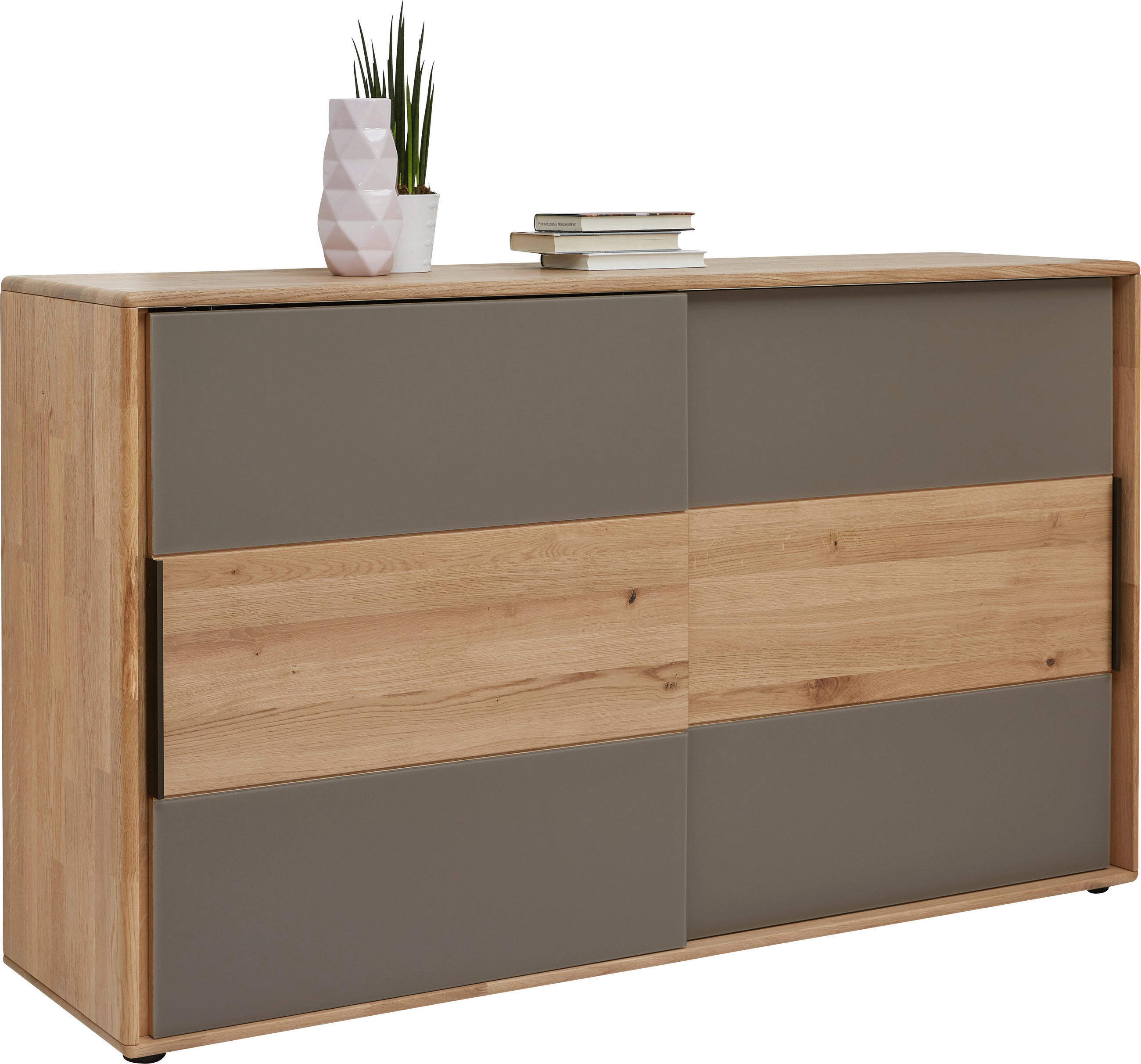 KOMMODE , 164/95,8/44,2 cm,  - Taupe/Eichefarben, Design, Glas/Holz (164/95,8/44,2cm) - Valnatura