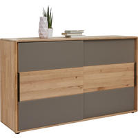 KOMMODE , 164/95,8/44,2 cm,  - Taupe/Eichefarben, Design, Glas/Holz (164/95,8/44,2cm) - Valnatura