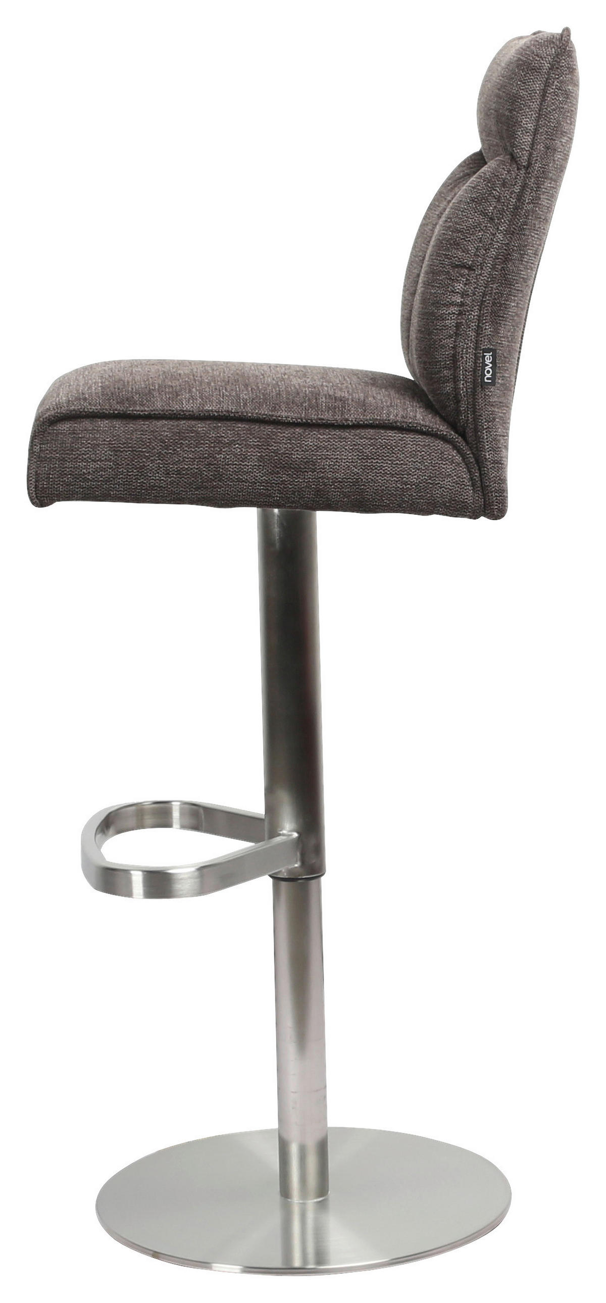 BARHOCKER in Metall, Textil Braun, Edelstahlfarben  - Edelstahlfarben/Braun, Design, Textil/Metall (38/117/52cm) - Novel
