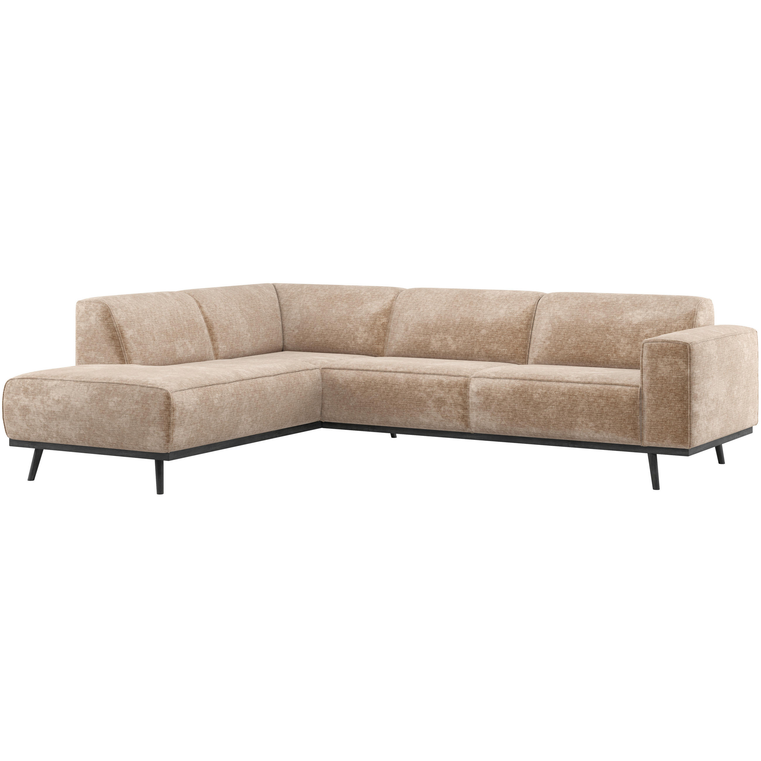 ECKSOFA Statement in Chenille, Samt Taupe  210/274 cm  - Taupe/Schwarz, MODERN, Holz/Textil (210/274cm) - Livetastic