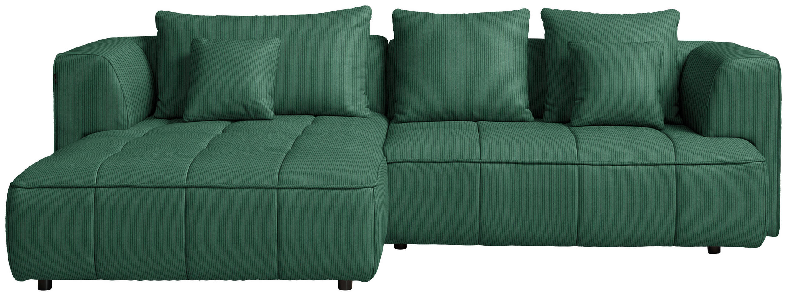 ECKSOFA Feincord Dunkelgrün  - Dunkelgrün/Schwarz, Design, Kunststoff/Textil (188/288cm) - Welnova