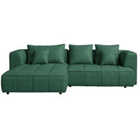 ECKSOFA Feincord Dunkelgrün  - Dunkelgrün/Schwarz, Design, Kunststoff/Textil (188/288cm) - Welnova
