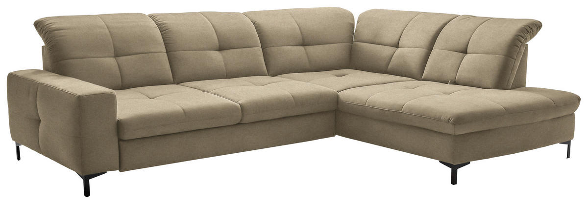 ECKSOFA in Chenille Beige  310/240 cm  - Beige/Schwarz, Design, Textil/Metall (310/240cm) - Xora