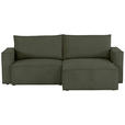 ECKSOFA in Feincord Olivgrün - Schwarz/Olivgrün, KONVENTIONELL, Kunststoff/Textil (242/151cm) - Carryhome