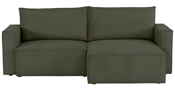 ECKSOFA in Feincord Olivgrün - Schwarz/Olivgrün, KONVENTIONELL, Kunststoff/Textil (242/151cm) - Carryhome