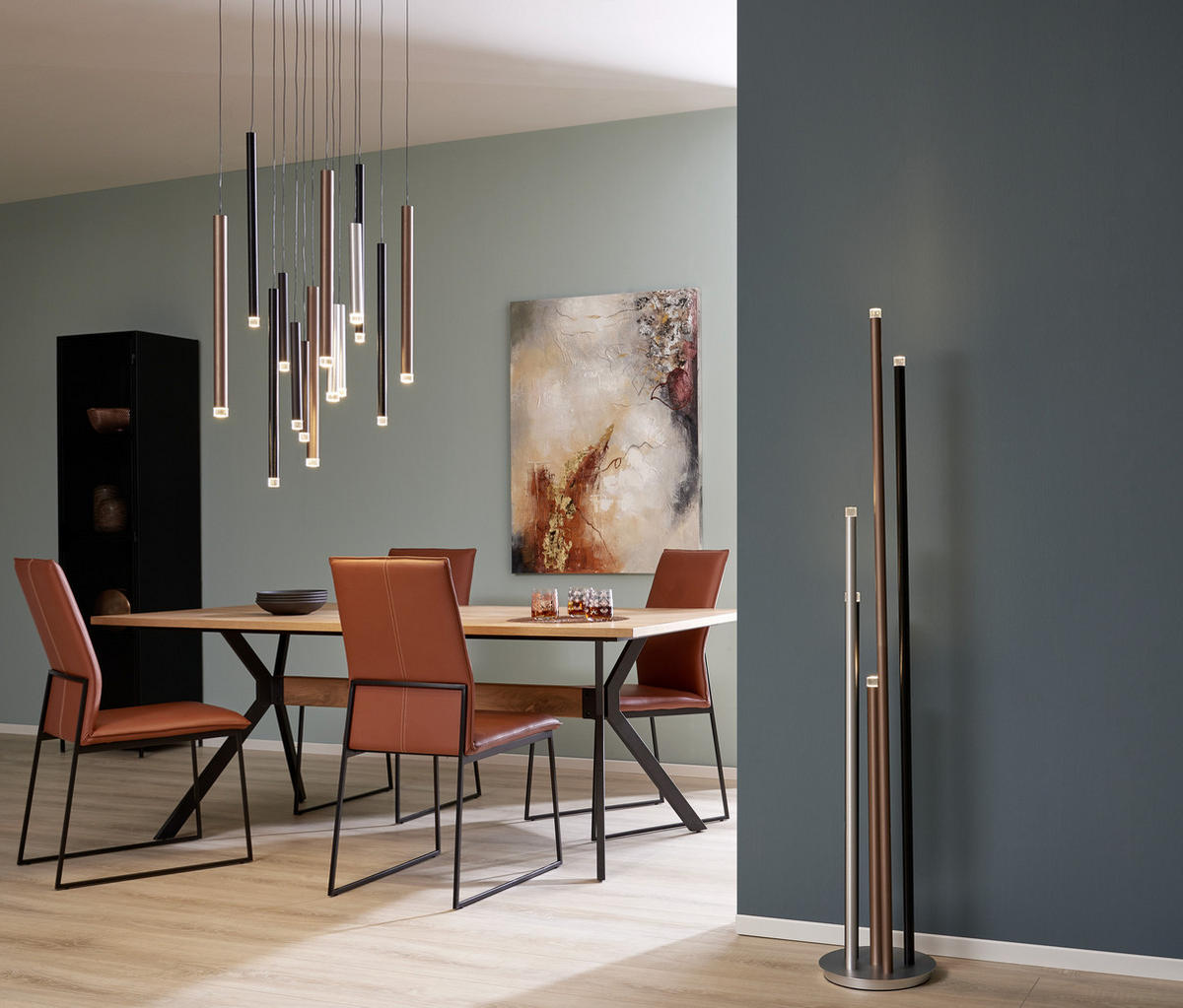 LED-HÄNGELEUCHTE 70/30/180 cm    - Hellbraun/Silberfarben, Design, Kunststoff/Metall (70/30/180cm)