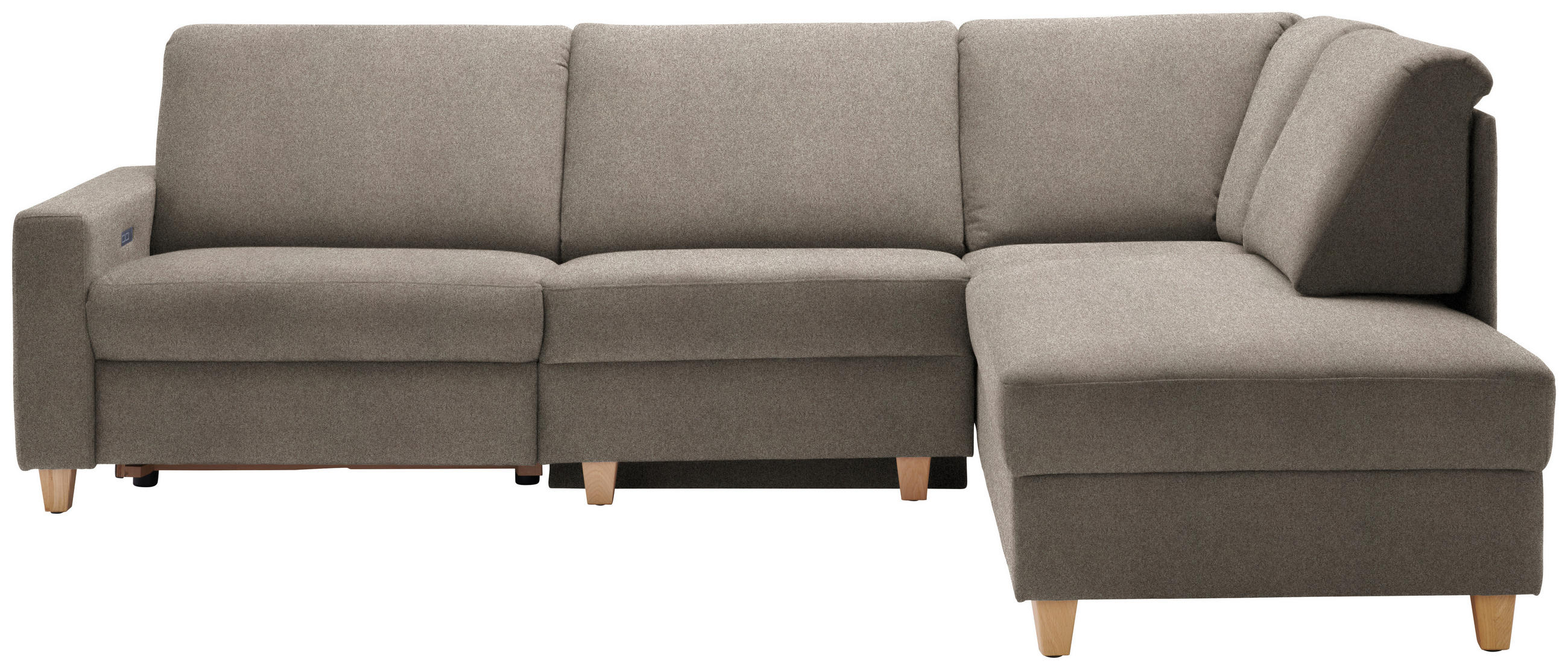 ECKSOFA in Flachgewebe Taupe  261/203 cm  - Taupe/Eichefarben, KONVENTIONELL, Holz/Textil (261/203cm) - Sedda