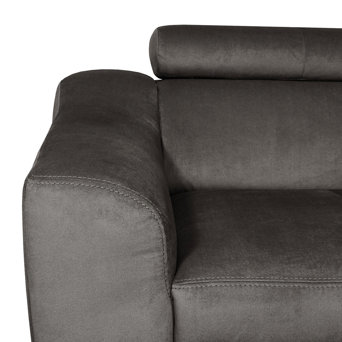ECKSOFA Dunkelgrau Webstoff  - Dunkelgrau/Buchefarben, Design, Holz/Textil (245/208cm) - Livetastic